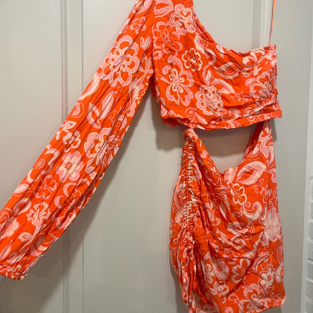 Vici Maureena Orange Floral Cut Out Mini Dress